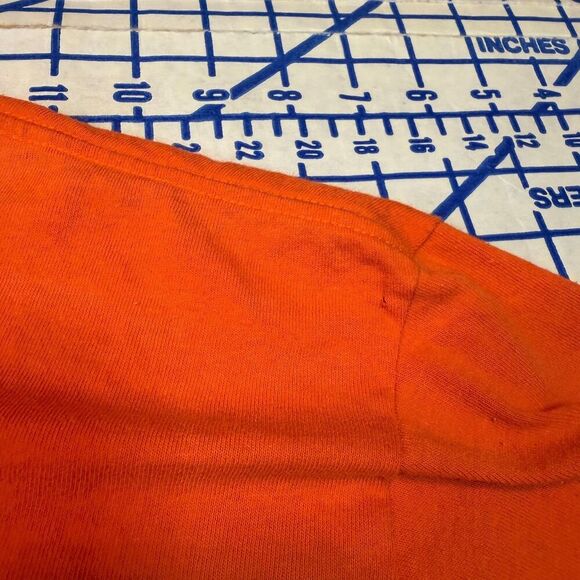 Vtg Johnny’s Route 69 Biker Pinup T-Shirt Orange Sz XL Motorcycle Chopper Moon - Picture 14 of 16